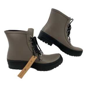 Chooka Gray Black Ava Lace Up Rain Boots | Women’s Size 8